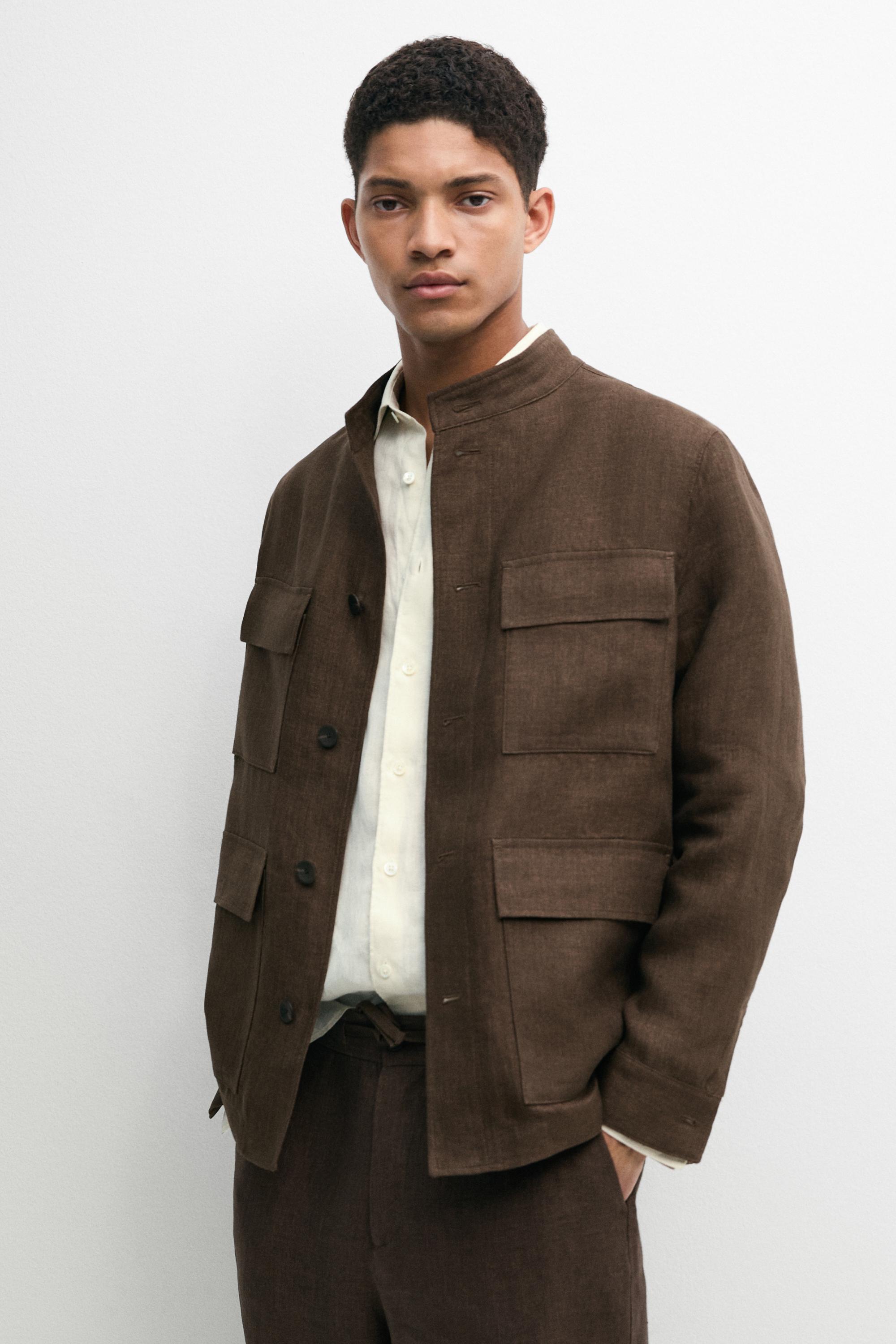 Total look faded linen overshirt